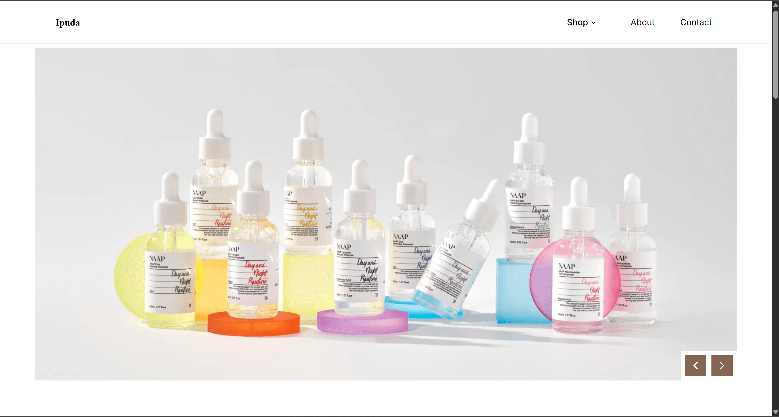 Screenshot of Ipuda cosmetics website