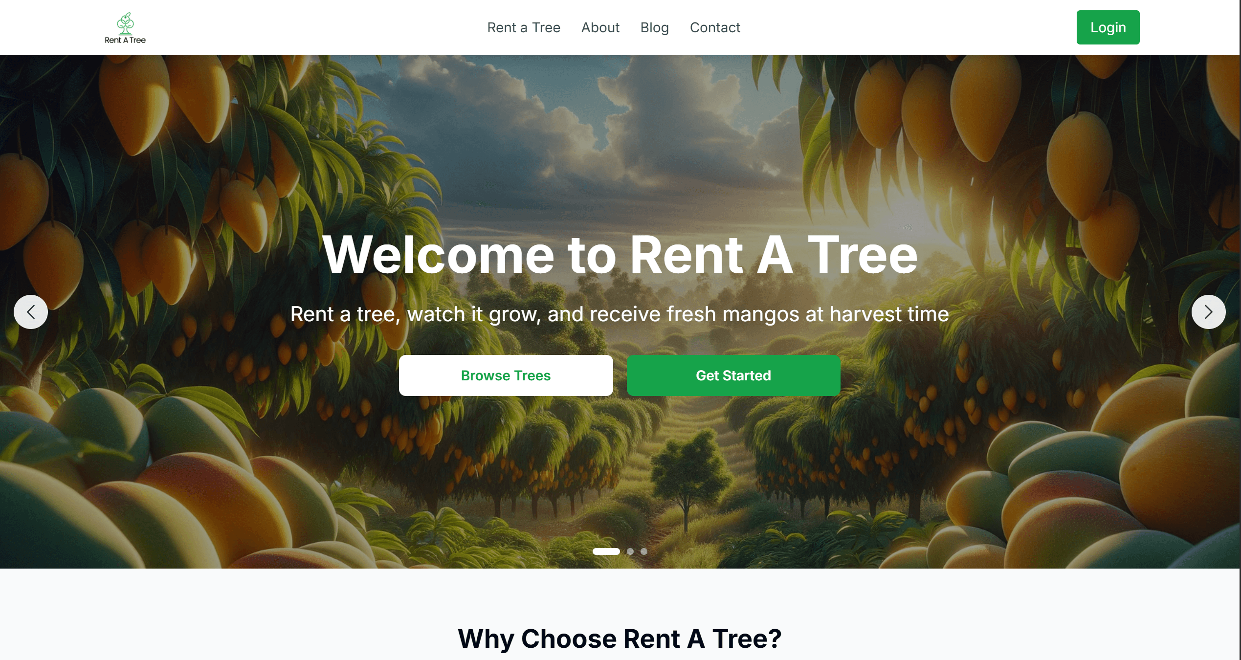 Screenshot of RentATree website